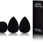 Beauty Makeup Blender/Foundation Sponge Trio Set by Impora London. Original Teardrop/Egg Shape. Vegan, Latex Free. For use with Liquids, Conceale