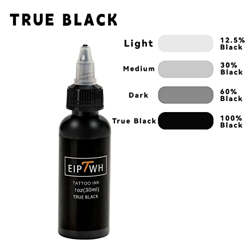 JiMeng 30ML 1Floz True Black Tattoo Inks,Skin Friendly EU Standard Tattoo Pigment for Beginners Ling&Shading Inks No Fade Can be Used on Human Sk