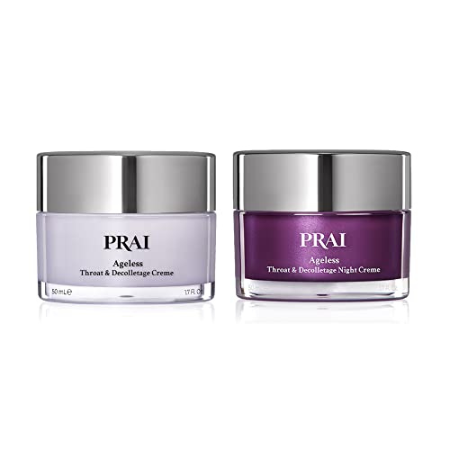 PRAI Ageless Throat & Decolletage Day & Night Duo (50ml + 50ml) - Moisturiser, Anti-wrinkle Cream, Double Chin Reducer and Neck Cream
