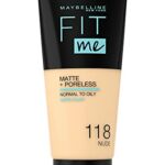 Maybelline Fit Me Foundation, Matte & Poreless, Full Coverage Blendable Normal to Oily Skin, 118 Light Beige 30ml