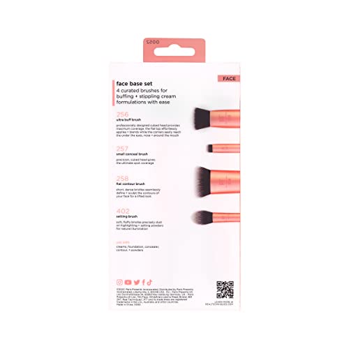 Real Techniques Face Base Makeup Brush Kit, For Concealer, Foundation, & Contour, Works With Liquid, Cream & Powder Products, Staples For Blendin