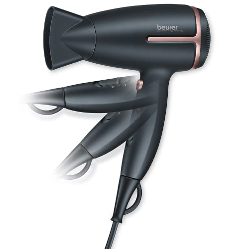 Beurer Style Pro HC25 Travel Hair Dryer,Lightweight Portable Hairdryer,Dual Voltage 110-120/220-240 V (1200/1600 Watts)For Worldwide Use,Ion Func