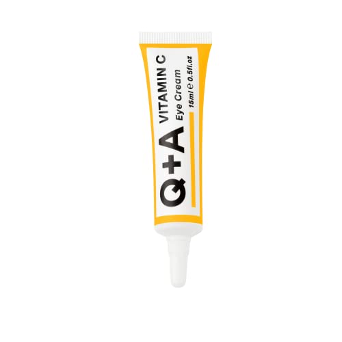 Q+A Vitamin C Eye Cream, a blend of Vitamin C, Cherry Extract, and Glycogen, to reinvigorate delicate skin, delivering an essential hit of moistu
