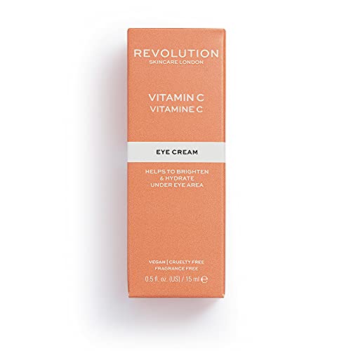 Revolution Skincare Vitamin C Eye Cream Containing Hyaluronic Acid, Brightens Dark Circles, Vegan & Cruelty-Free, 15ml