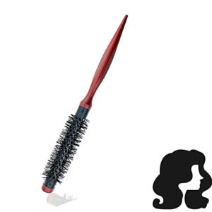 1 Pcs Round Brush, Round Hair Brush, Wood Styling Brush, Mini Ultra Thin Hair Styling Brush Nylon Bristles Hairbrush Detangling Curly and Straigh