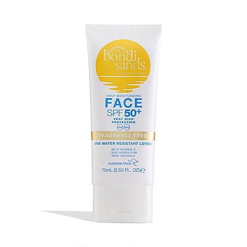 Bondi Sands Fragrance Free Face Sunscreen Lotion SPF 50+ | Gentle Formula Moisturises + Provides Broad-Spectrum Protection, Enriched with Aloe Ve