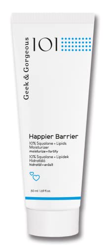Geek & Gorgeous Happier Barrier - nourishing & lightweight moisturiser with squalene, skin-identical lipids + green tea - all skin types, 50ml