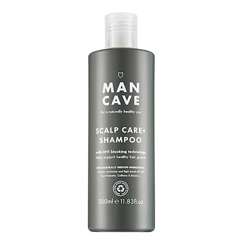 ManCave Scalp Care Shampoo 350ml, DHT Blocker Encourages Hair Growth + Dandruff Control, Sulphate Free, Contains Saw Palmetto, Panthenol and Beta