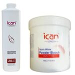 ICAN LONDON PROFESSIONAL CREAM PEROXIDE 20 VOL 6% 1000 ML + WHITE POWDER BLEACH (JAR)500 G SET