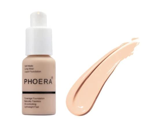EZ BUYS UK PHOERA Full Coverage Foundation and Makeup Concealer, 24HR Lightweight Soft Matte Poreless Liquid Foundation - Oil-Control Formula - S