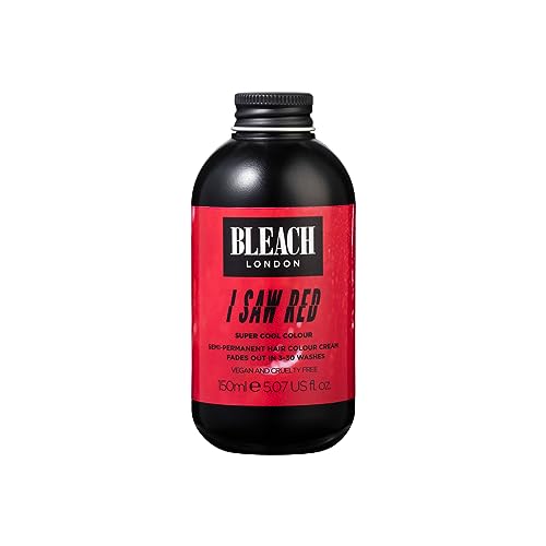 BLEACH LONDON I Saw Red Colour - Semi-Permanent Hair colour, Vivid Red, Temporary Hair Colour Cream, Vegan, Cruelty Free, Temporary Hair Colour C