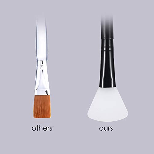 Face Mask Brush Silicone 2PCS Flexible Facial Mud Mask Applicator Brush, Hairless Moisturizers Applicator Tools, Wood Handle Mask Applicator for