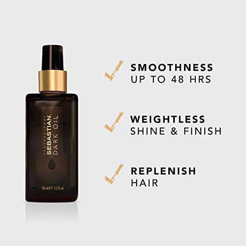 Sebastian Professional Dark Oil Hair Styling Oil | Up to 48hrs Smoothness | Lightweight | For All Ha