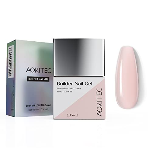 7-in-1 Pink Builder Nail Gel Aokitec 15ML Building Nail Gel Nail Polish For Strengthener Gel,Extension Gel,Rhinestone,Base Coat,False Nail Tips G