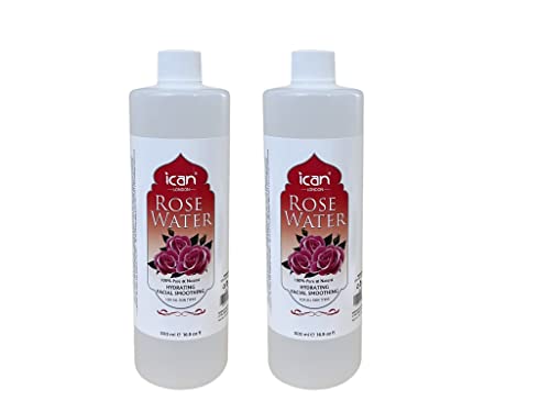 ican 100% Natural Rose Water, Hydrating and Purifying pure rose water 2 x 500ml ( 1000ml )