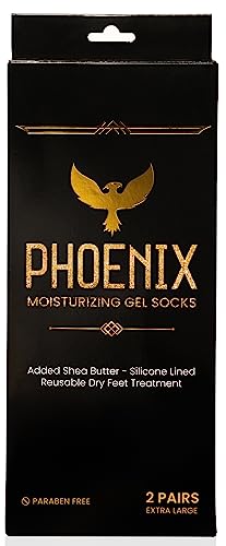 Moisturising Gel Socks for Men and - Extra Large - 2 Pairs - with Shea Butter - Paraben Free - Reuseable Moisturizing Socks - Phoenix Foot Peel™