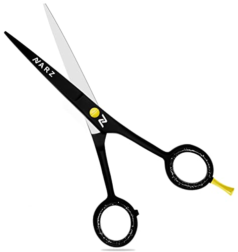 NARZ Professional Hairdressing Scissors for Barbers & Hairdressers 6" Stainless Steel Hair Cutting Scissors for Men & Women (Black)