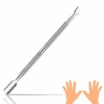 Dual Head Nail Cuticle Pusher, XCOZU Professional Stainless Steel Cuticle Pusher Metal Nail Cleaner Tool, Nail Scraper for Gel Nails Polish Remov