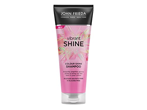 John Frieda Vibrant Shine Colour Shine Shampoo 250 ml, Weightless Glossing Shampoo for Shiny Hair, Sulphate-Free and Silicone-Free Shampoo
