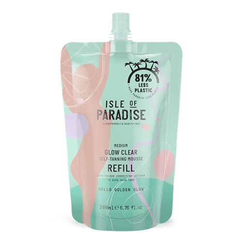 Isle of Paradise Self Tan Mousse, Medium (200 ml) Glow Clear Self Tanning Foam, Natural Ingredients & Vegan (packaging may vary)