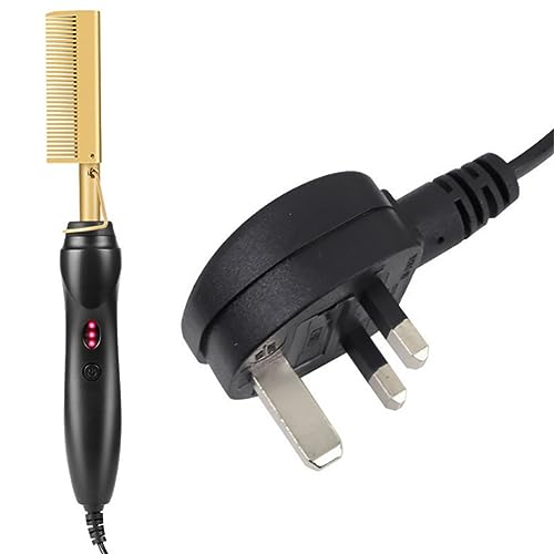 Electric Hot Comb Hair Straightener, Hair Straightening Brush with 3 Temp Settings Fast Heating, PTC Ceramic Hot Brush for Home Quick Morning Hai