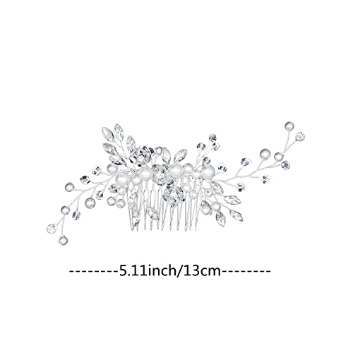 Bridal Flower Side Hair Clips Pearl Flower Hair Piece Wedding Hair Accessories for Brides Bridesmaid,Girls,Women