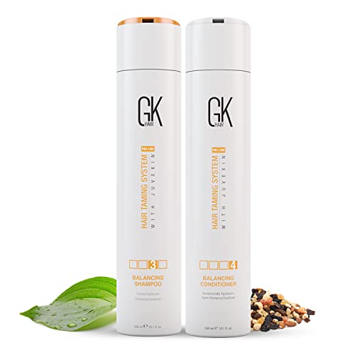 GK HAIR Global Keratin Balancing Shampoo and Conditioner Sets (300ml/10.1 Fl Oz) For Oily & Color Treated Hair Deep Cleansing Ideal for Over-Proc