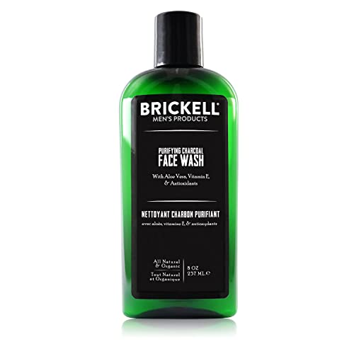 Brickell Men's Purifying Charcoal Face Wash for Men, Natural and Organic Daily Facial Cleanser, 236 mL, Scented