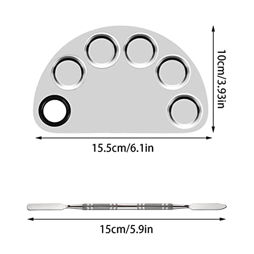 MEIYIDAY 2Pcs Makeup Mixing Palette Set, Stainless Steel Cosmetic Makeup Palette with 2 Spatula for Foundation Makeup Tools Eyeshadow Nail Art