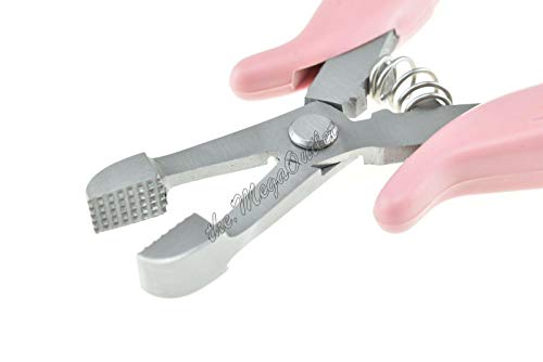 Profesional Hair Extension Pliers for Removing Micro Rings and Crushing Fusion Bond - Anti-rust Stainless Steel with Non-slip Grip - Pink - 6''