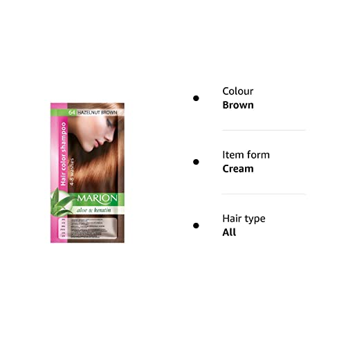 Marion Hair Color Shampoo in Sachet Lasting 4-8 Washes - 64 - Brown Nuts