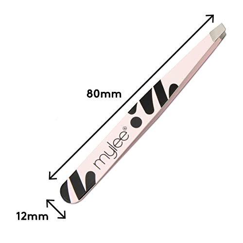 Mylee Professional Slant Tip Tweezer for Facial Hair Removal and Eyebrow Shaping, Precision Stainless Steel Tweezer for Removing Splinters & Ingr