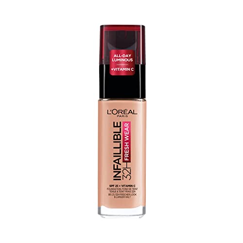 L'Oréal Paris Infallible 32H Fresh Wear Foundation, Full-coverage, Longwear, Weightless Smooth Finish, Water-proof and Transfer-proof, with Vitam
