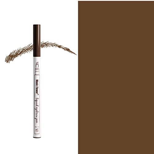 Music Flower Eyebrow Pencil, Chestnut Brow Pencil, Waterproof Brow Pen with 4 Micro-Fork Tip, Smudgeproof Fine Sketch Long Lasting Pen