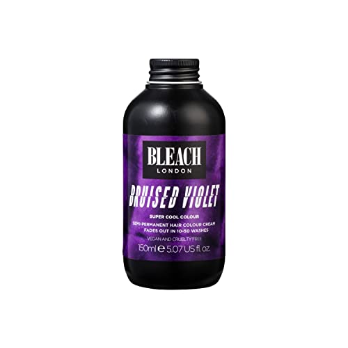 BLEACH LONDON Bruised Violet Semi-Permanent Hair Colour Cream - Deep Purple, Vegan, Cruelty Free, Vibrant Temporary Dye 150 ml