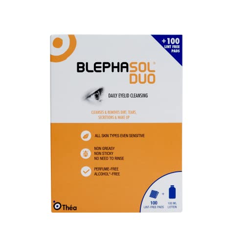 Blephasol Duo 100 ml Micellar Eyelid Cleansing Lotion with 100 Lint-Free Pads | Effective and Gentle Daily Cleansing for Make-Up Removal, Inflame