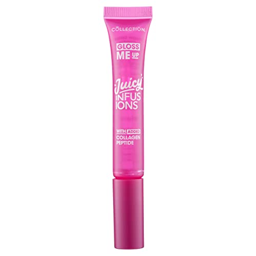 Collection Cosmetics Gloss Me Up Juicy Infusion Pink Lip Gloss, With Added Collagen, Plumping Effect, Strawberry Scented, 9ml