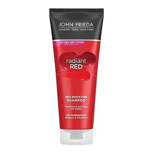 John Frieda Radiant Red Boosting Shampoo 250 ml, Shampoo for Red Hair, Colour-Boosting and Depositing Shampoo for Redheads