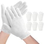 Occan White Cotton Gloves for Eczema, 6 Pairs Moisturizing Gloves Overnight for Dry Hands, Comfortable and Washable Fits Men and Women