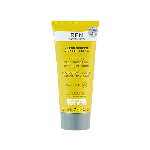 REN Clean Skincare Clean Screen Mineral Mattifying Face Sunscreen | SPF 30 | For Sensitive Skin | UVA & UVB Ray Protection | Vegan | Step 4: Glow