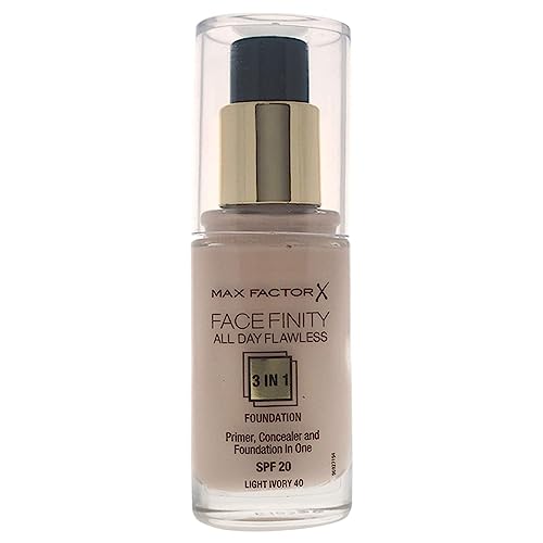 Max Factor Facefinity 3-in-1 All Day Flawless Liquid Foundation, SPF 20 - 55 Beige (Packaging May Vary)
