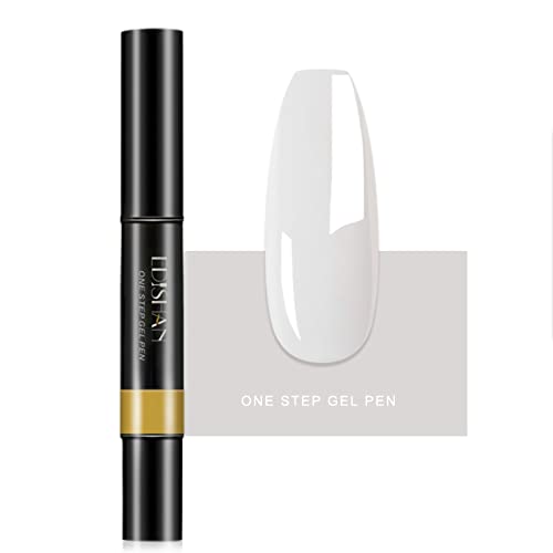 Uhat One Step Gel Nail Polish Pen 3 in 1 Step UV Nail Gel Painting Pen No Base Top Coat Need Nails Art Tool (06#)