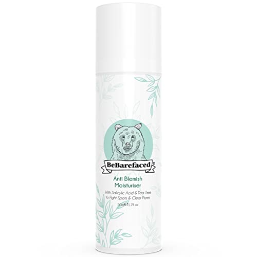 BeBarefaced Acne Treatment Acne Cream Moisturiser - Spot Cream Spot Treatment for Face with Tea Tree Oil and Salicylic Acid BHA - Anti Blemish Fa