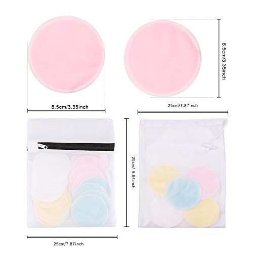 Reusable Makeup Remover Pads| Bamboo Fiber Organic Cotton Pads Face| Cotton Rounds Eyes Make Up Remover Pads Zero Waste Washable| for All Skin Ty
