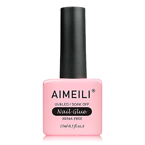 AIMEILI Nail Glue for Acrylic Tips Extra Strong Nail Bond Glue Brush On Clear Gel Adhesive Glue for Stick On Soft Gel Tips, Acrylic Nails, False