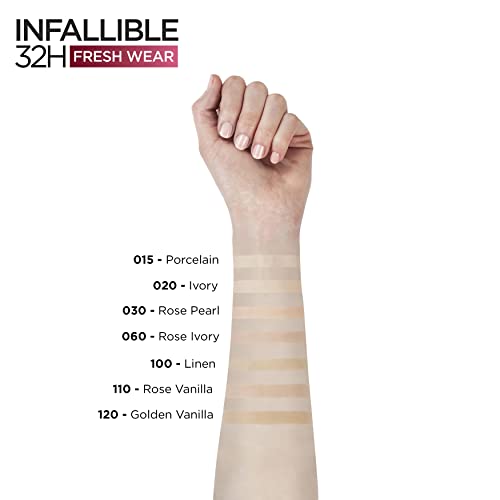 L'Oréal Paris Infallible 32H Fresh Wear Foundation, Full-coverage, Longwear, Weightless Smooth Finish, Water-proof and Transfer-proof, with Vitam
