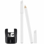 2 Pieces White Nail Pencil and Pencil Sharpener Set, 2 In1 Nail Whitening Pencils Under Nail French Fingernail Pencils with Cuticle Pusher and Ha