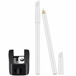 2 Pieces White Nail Pencil and Pencil Sharpener Set, 2 In1 Nail Whitening Pencils Under Nail French Fingernail Pencils with Cuticle Pusher and Ha