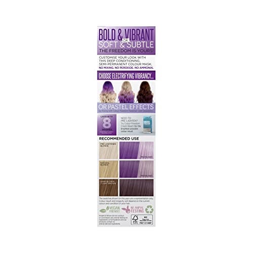 Knight & Wilson Colour-Freedom 150ml Mystic Purple Semi-Permanent Hair Colour - Ultra-Vibrant Vegan Friendly Colour Mask with Shine Booster Compl