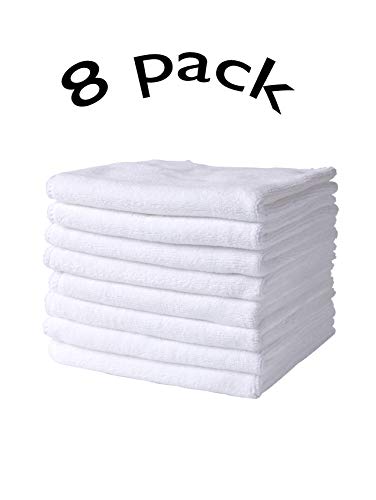 Microfibre Face Cloths Makeup Remover Cloths Face Drying cloths Wash Towels Facial Cleansing Towels Super Soft 30cm x 30cm 8 Pack white
